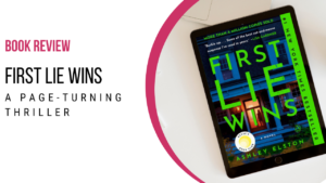 first lie wins cover on ereader next to post title text